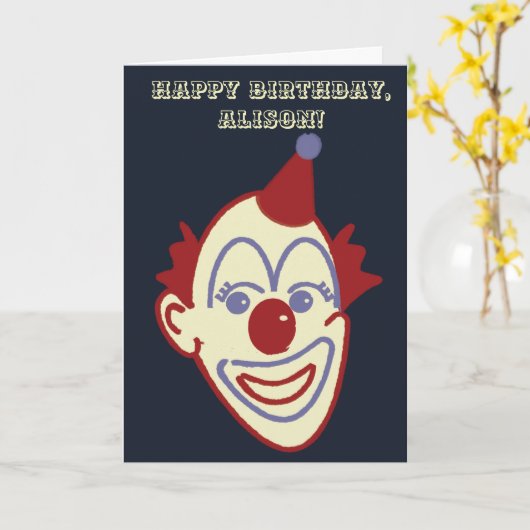 同性愛のレトロの気色悪いサーカスのピエロのバースデー・カード カード (黄色い花)