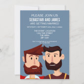 同性愛カートゥーンブライド　ひげ　ウェディングテーマ 招待状 (正面)