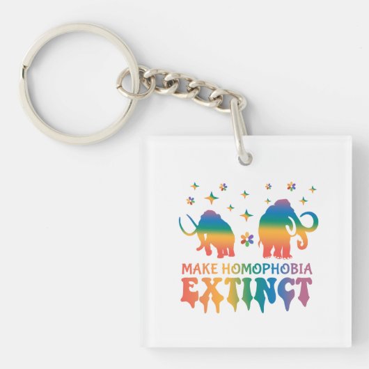 同性愛嫌悪を消滅させる – Rainbow Elephant LGBTQ キーホルダー (正面)