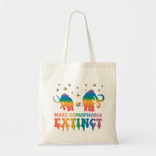 同性愛嫌悪を消滅させる – Rainbow Elephant LGBTQ トートバッグ (正面)