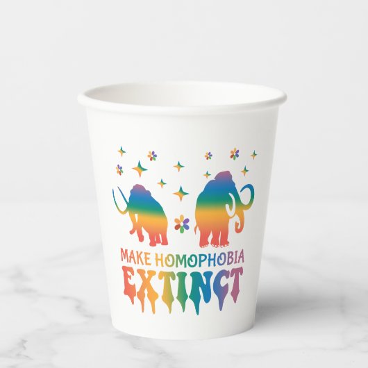 同性愛嫌悪を消滅させる – Rainbow Elephant LGBTQ 紙コップ (正面)