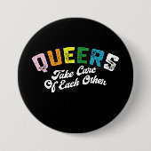 同性愛者が気にお互いを取るLGBTプライドゲイ 缶バッジ (正面)