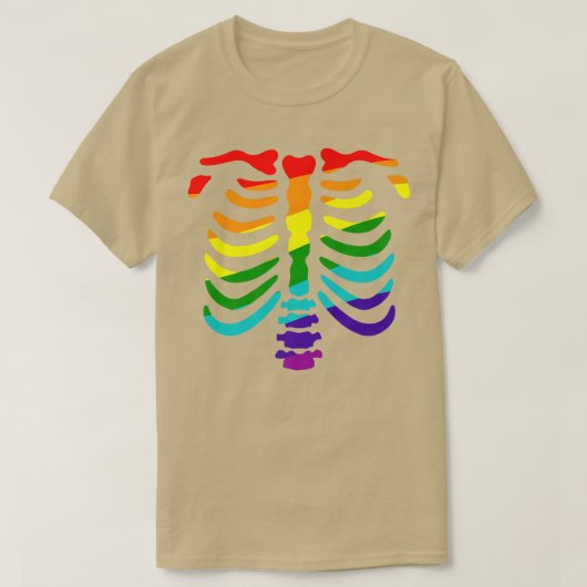 同性愛者のプライド、ハロウィンの骸骨の肋骨ラ Tシャツ (デザイン正面)