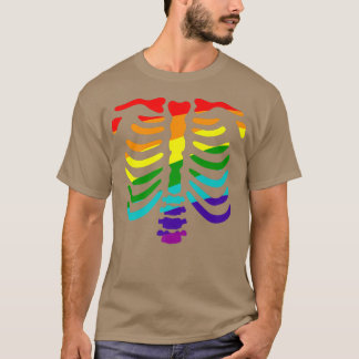 同性愛者のプライド、ハロウィンの骸骨の肋骨ラ Tシャツ