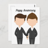 同性愛者の男性カップルの幸せな結婚記念日 ポストカード (正面/裏面)