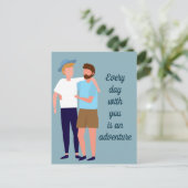 同性愛者の男性カップルの恋愛記念日カスタム名言 ポストカード (スタンド正面)