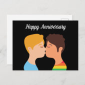 同性愛者の男性カップル ロマンチックなLGBTQの記念日 ポストカード (正面/裏面)