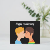 同性愛者の男性カップル ロマンチック LGBTQ 結婚記念日 ポストカード (スタンド正面)