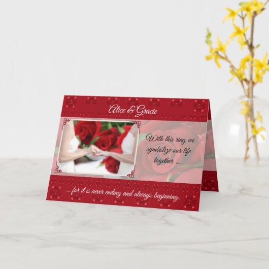 同性愛者の記念日 赤いバラを添えて カード (黄色い花)