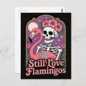 同性愛者スケルトンフラミンゴハロウィーンクイーン ポストカード (正面/裏面)