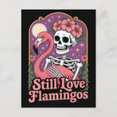 同性愛者スケルトンフラミンゴハロウィーンクイーン ポストカード (正面)