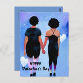 同性愛者ブラック女性カップル愛バレンタインデー ポストカード (正面/裏面)