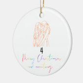 同性愛者レズビアンカップルのクリスマスオーナメント（オレンジ） セラミックオーナメント (左)