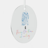 同性愛者レズビアンカップルのクリスマスオーナメント（青） メタルオーナメント (正面右)