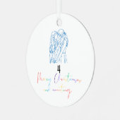 同性愛者レズビアンカップルのクリスマスオーナメント（青） メタルオーナメント (正面左)
