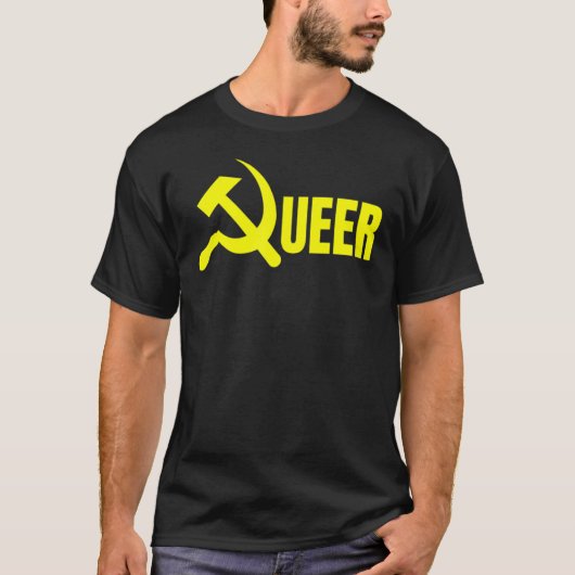 同性愛者共産主義ハンマー鎌LGBTQ DSAゲイラディカ Tシャツ (正面)