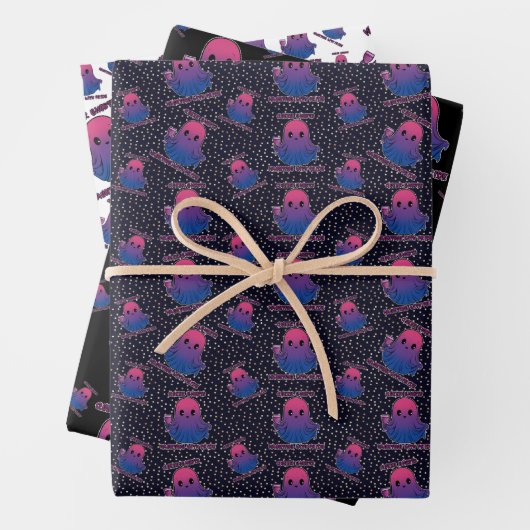 同性愛者幽霊たち、バイセクシャルフラグの色の幽霊 ラッピングペーパーシート (インサイチュ)