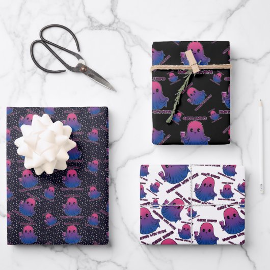 同性愛者幽霊たち、バイセクシャルフラグの色の幽霊 ラッピングペーパーシート (正面)