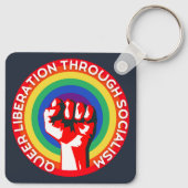 同性愛者社会主義による解放！LGBTQ+の権利 キーホルダー (裏面)