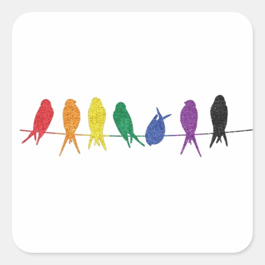同性愛者群 – LGBTQプライド月レインボーフラッグ スクエアシール (正面)