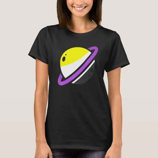 同性愛者誇りを持ったLGBTエージェント非バイナリフラグ土星非 Tシャツ (正面)