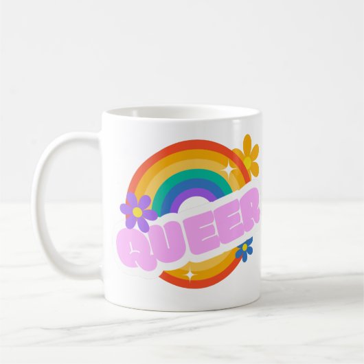 同性愛者。LGBT+プライドボタン コーヒーマグカップ (左)