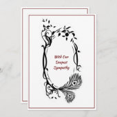 同情カード最も深い黒いフローラ濃い赤のフレーム (正面/裏面)