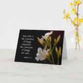 同情カード、白い花、聖書の信仰の詩 カード (黄色い花)