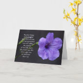 同情カード、紫の開花、聖書の信仰の詩 カード (黄色い花)