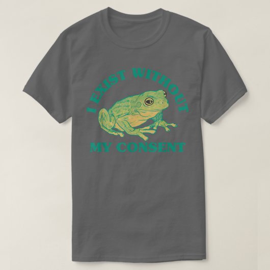 同意を得ずに上腕を鳴らすカエルおもしろいミーム Tシャツ (デザイン正面)