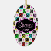 同日付パーソナライズされたのハッピー第五〇回オーナメント セラミックオーナメント (右)