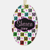 同日付パーソナライズされたのハッピー第五〇回オーナメント セラミックオーナメント (左)