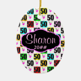 同日付パーソナライズされたのハッピー第五〇回オーナメント セラミックオーナメント
