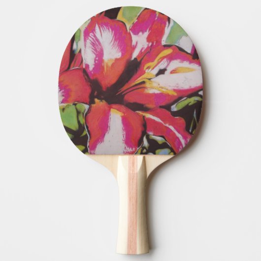 同時代とカラフル抽象芸術赤い花 卓球ラケット (正面)
