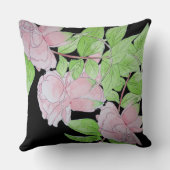 同時代のフローラデザインとピンクの花 クッション (裏面)