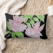 同時代のフローラデザインとピンクの花 ランバークッション (ブランケット)