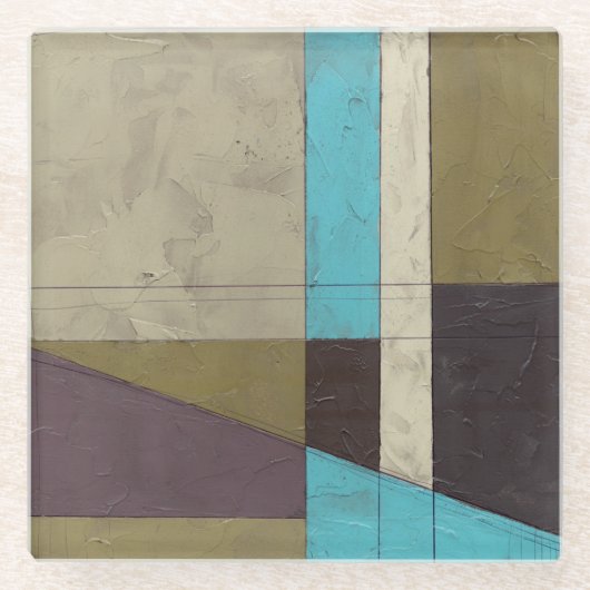 同時代のミニマ絵画リストと深いカラー ガラスコースター (正面)