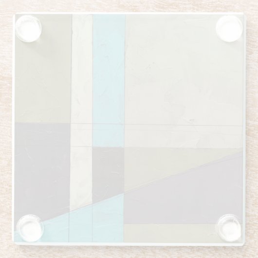 同時代のミニマ絵画リストと深いカラー ガラスコースター (裏面)