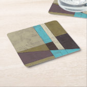 同時代のミニマ絵画リストと深いカラー スクエアペーパーコースター (アングル)