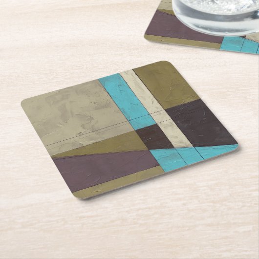 同時代のミニマ絵画リストと深いカラー スクエアペーパーコースター (アングル)