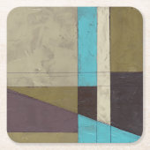 同時代のミニマ絵画リストと深いカラー スクエアペーパーコースター (正面)