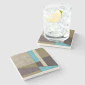 同時代のミニマ絵画リストと深いカラー ストーンコースター (横)