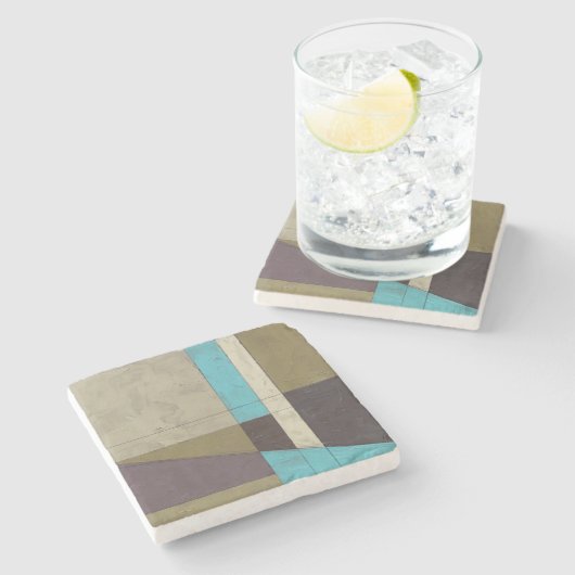 同時代のミニマ絵画リストと深いカラー ストーンコースター (横)