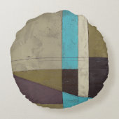 同時代のミニマ絵画リストと深いカラー ラウンドクッション (裏面)