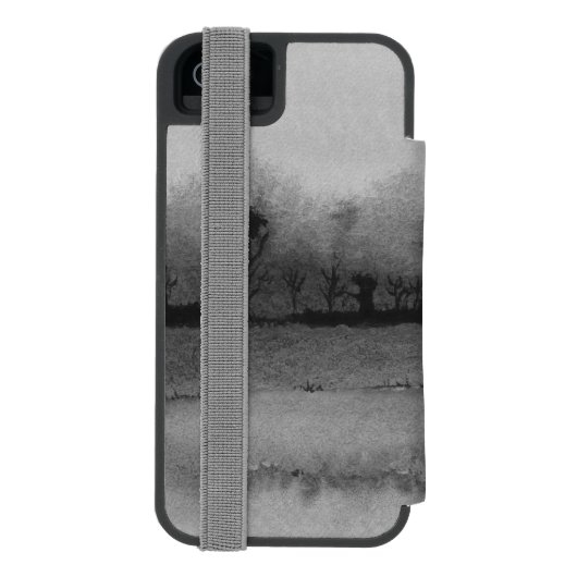 同時代の抽象芸術芸術品を気取ったデザイン白黒 INCIPIO iPhoneウォレットケース (フォリオ裏面)