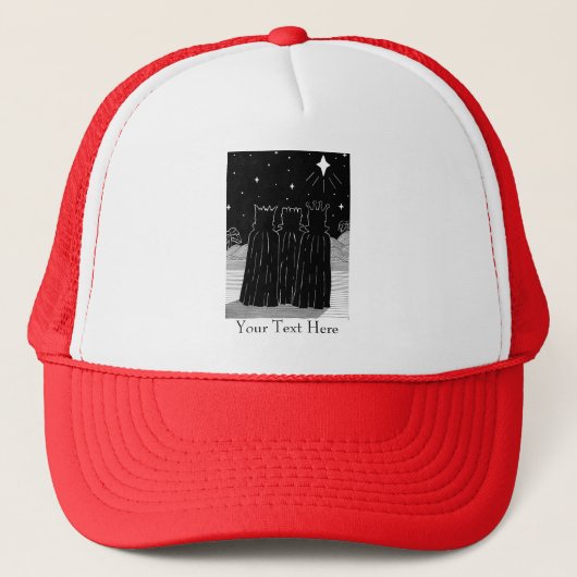 同時代の3王の黒と白のクリスマス キャップ (正面)