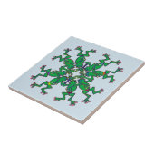 同期スイミングを行っているケルトの緑のカエル タイル (側面)