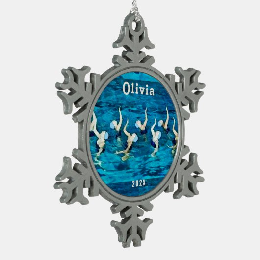 同期スイミングホリデーギフト スノーフレークピューターオーナメント (左)