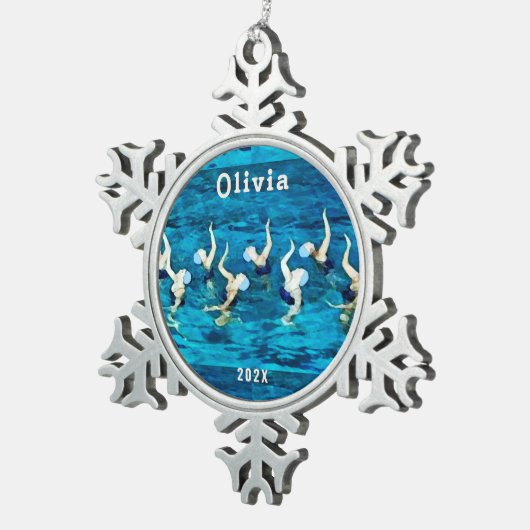 同期スイミングホリデーギフト スノーフレークピューターオーナメント (右)