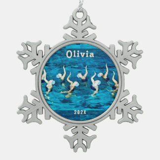 同期スイミングホリデーギフト スノーフレークピューターオーナメント